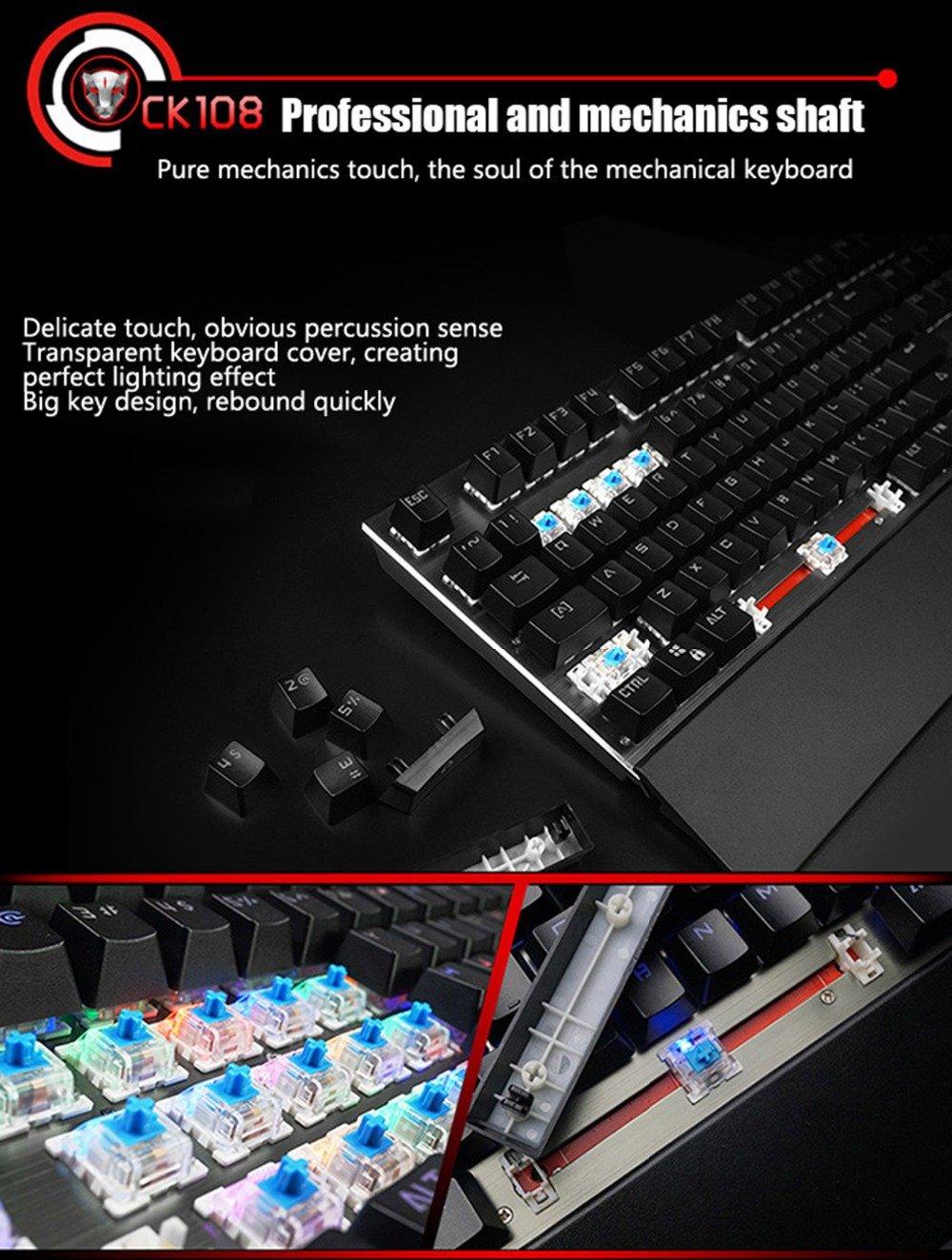 Tastatura Mecanica RGB Motospeed CK108 3